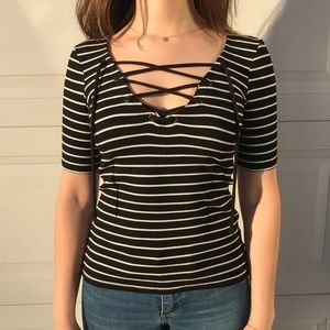 Soft black and white stripped top